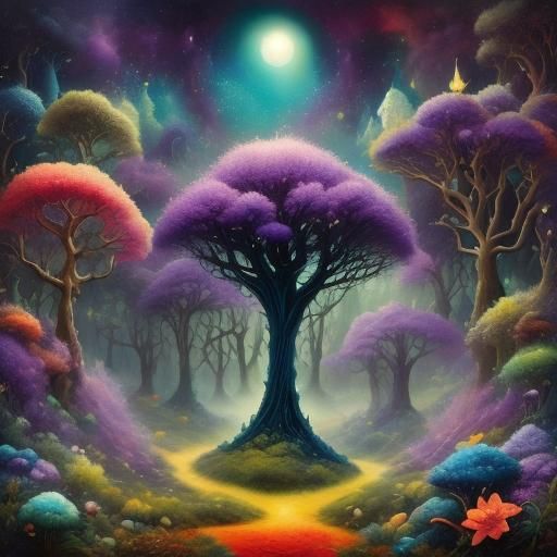 Steampunk Inventor in Bioluminescent Forest Dreamscape