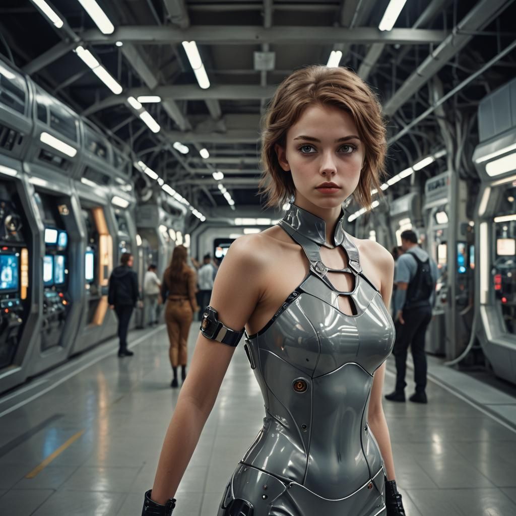 Futuristic Beauty with Electric Eyes in Analog Style