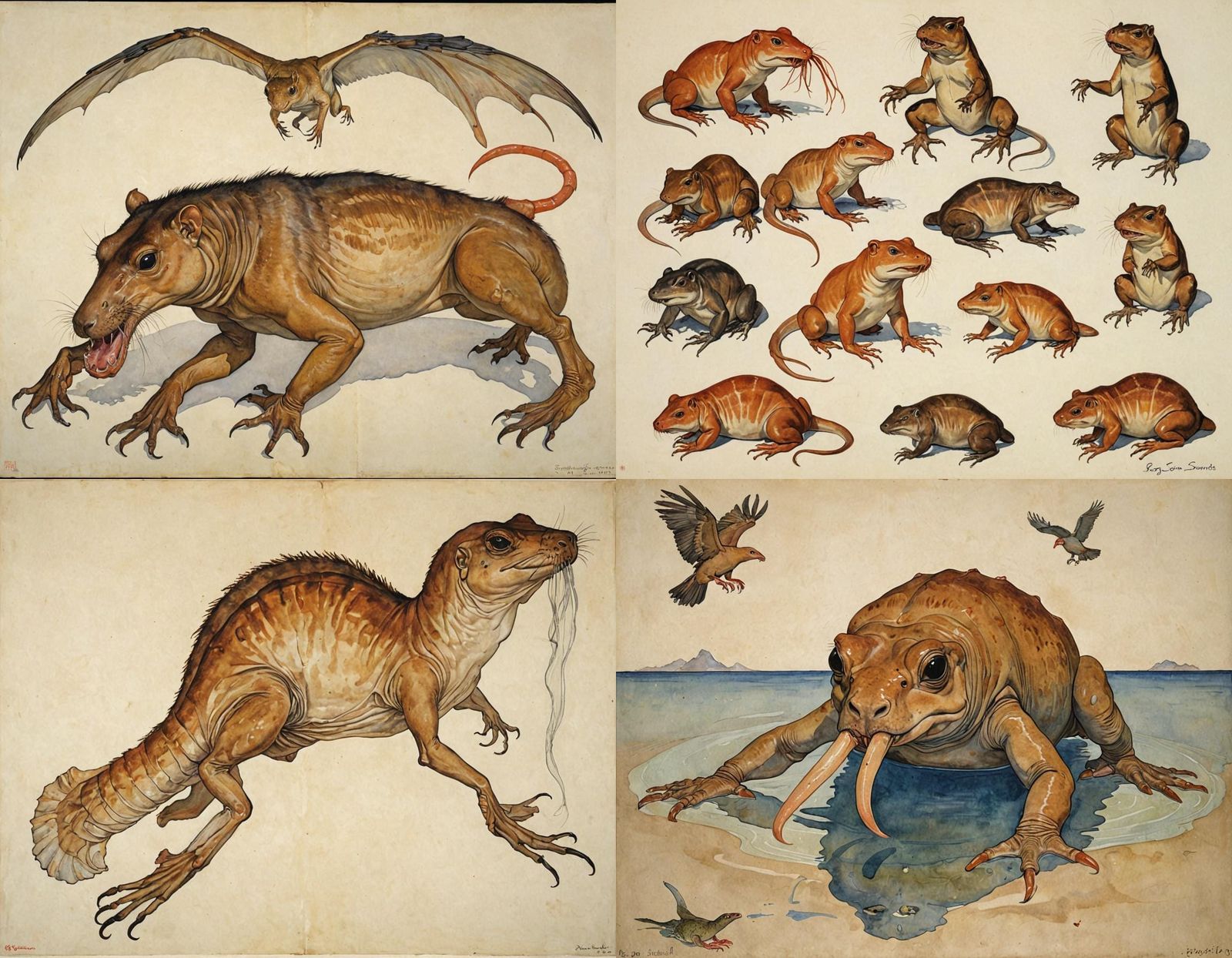 Grotesque Mutant Creature in Expressionist Style