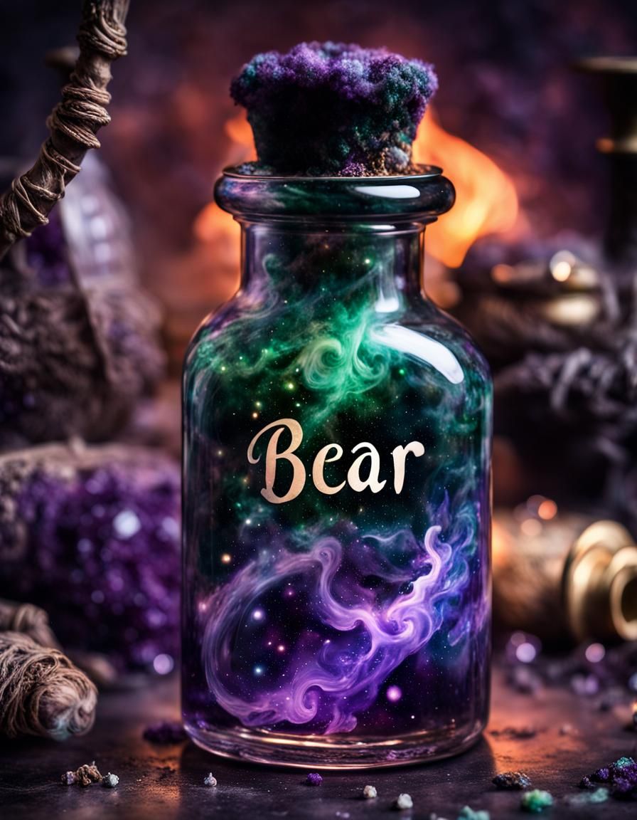 Galaxy Potion with Calligraphy in Spooky Bottle