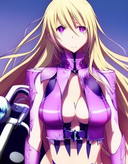 Anime Woman on Motorbike in Manga Style