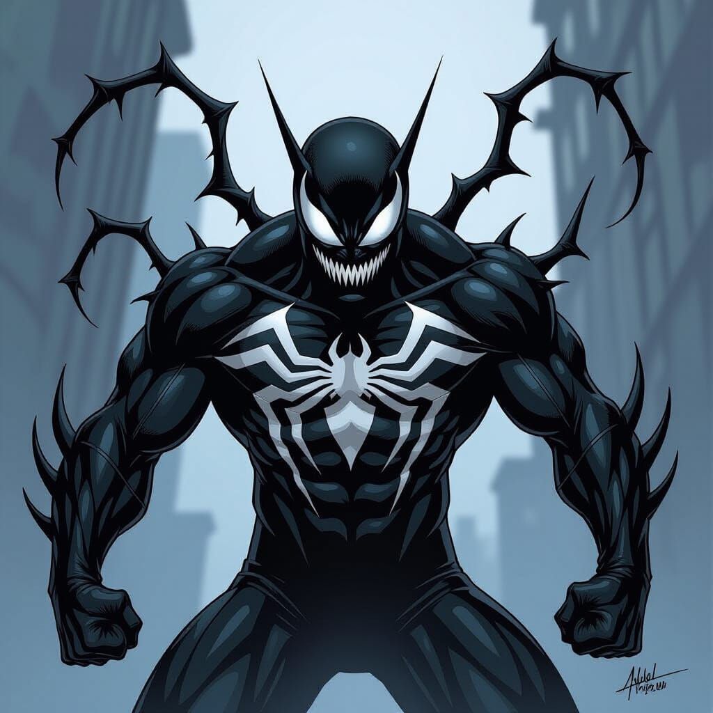 Wasp in Venom Symbiote Costume, Comic Book Style