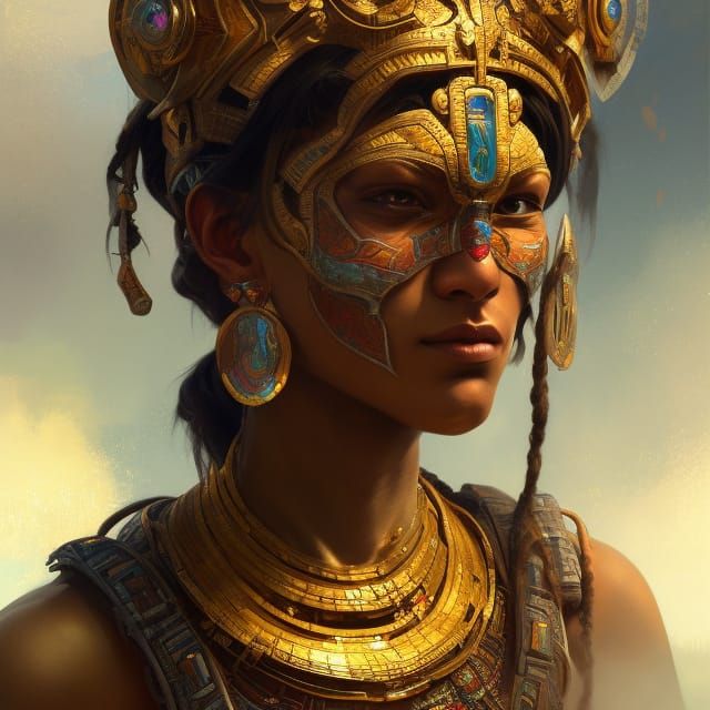 Mayan Warrior Empress Portrait in Dynamic Lighting