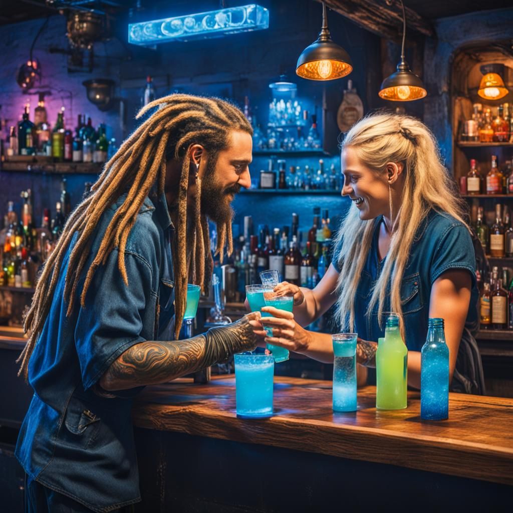 Fluorescent Cocktail in a Punk Bar