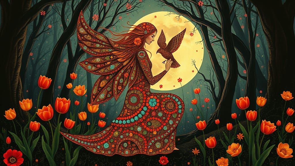 Psychedelic Utopia in Art Nouveau Style