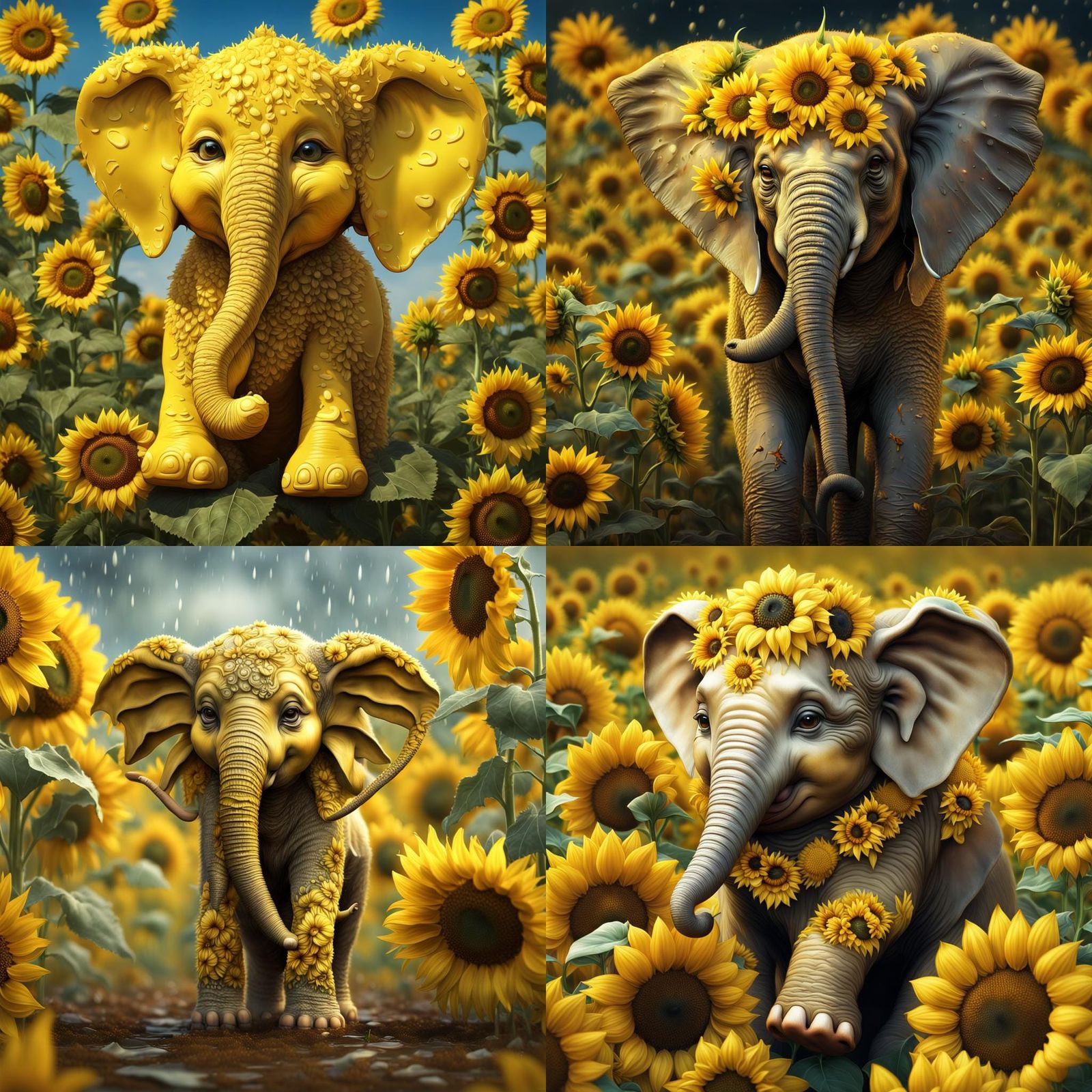 Cutest adorable happy baby yellow elephant made out of yello...