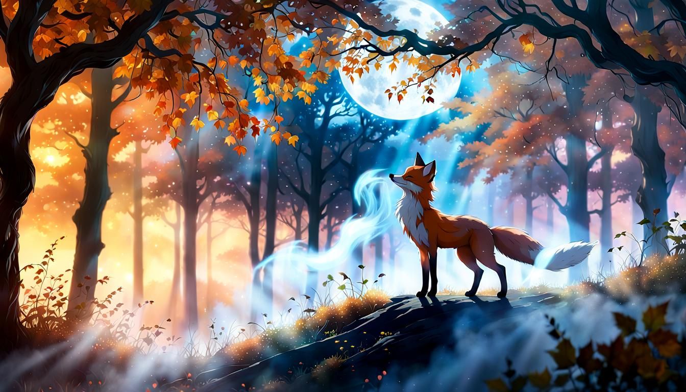 Enchanting Fox Silhouette in Misty Forest
