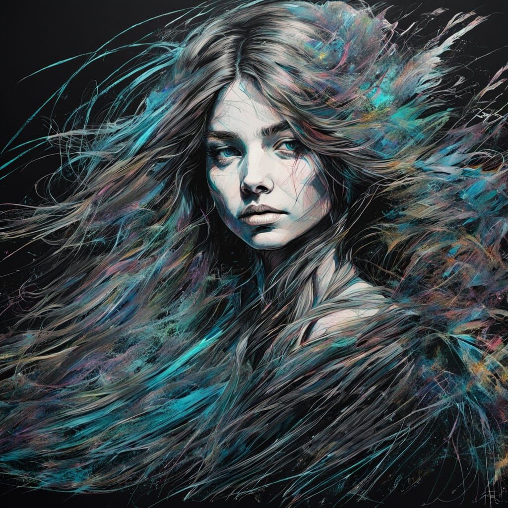 Princess Portrait in Scratch Art Style