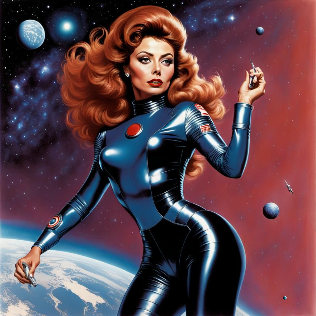 Retro Space Girl in Dave Stevens Style