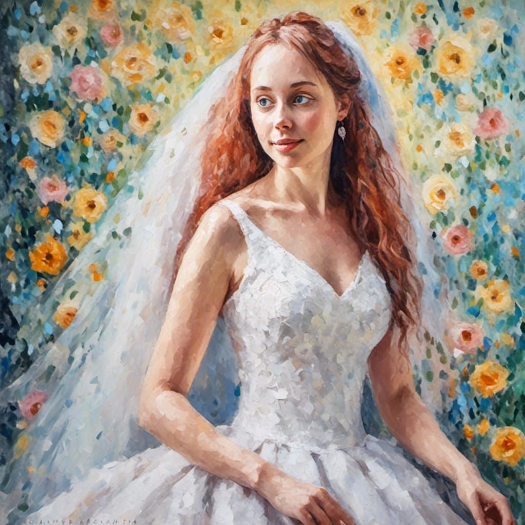 Pastel Drawing of a Trans Woman in Wedding Dress
