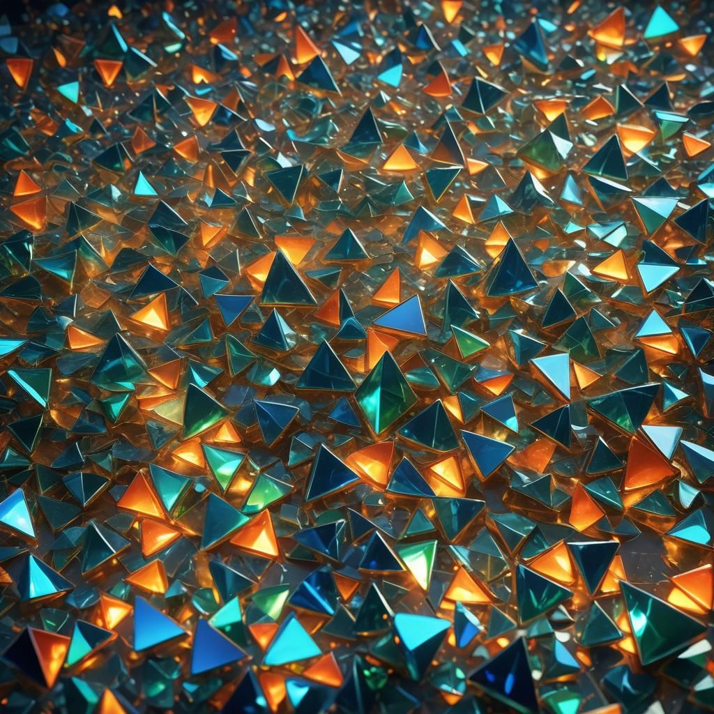 Glass Prism Reflecting Blue Light in Photorealistic Detail
