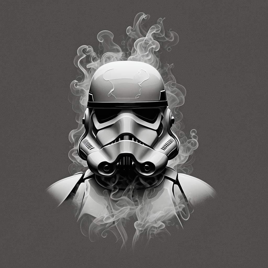 High-Contrast Stormtrooper Silhouette in Black and White