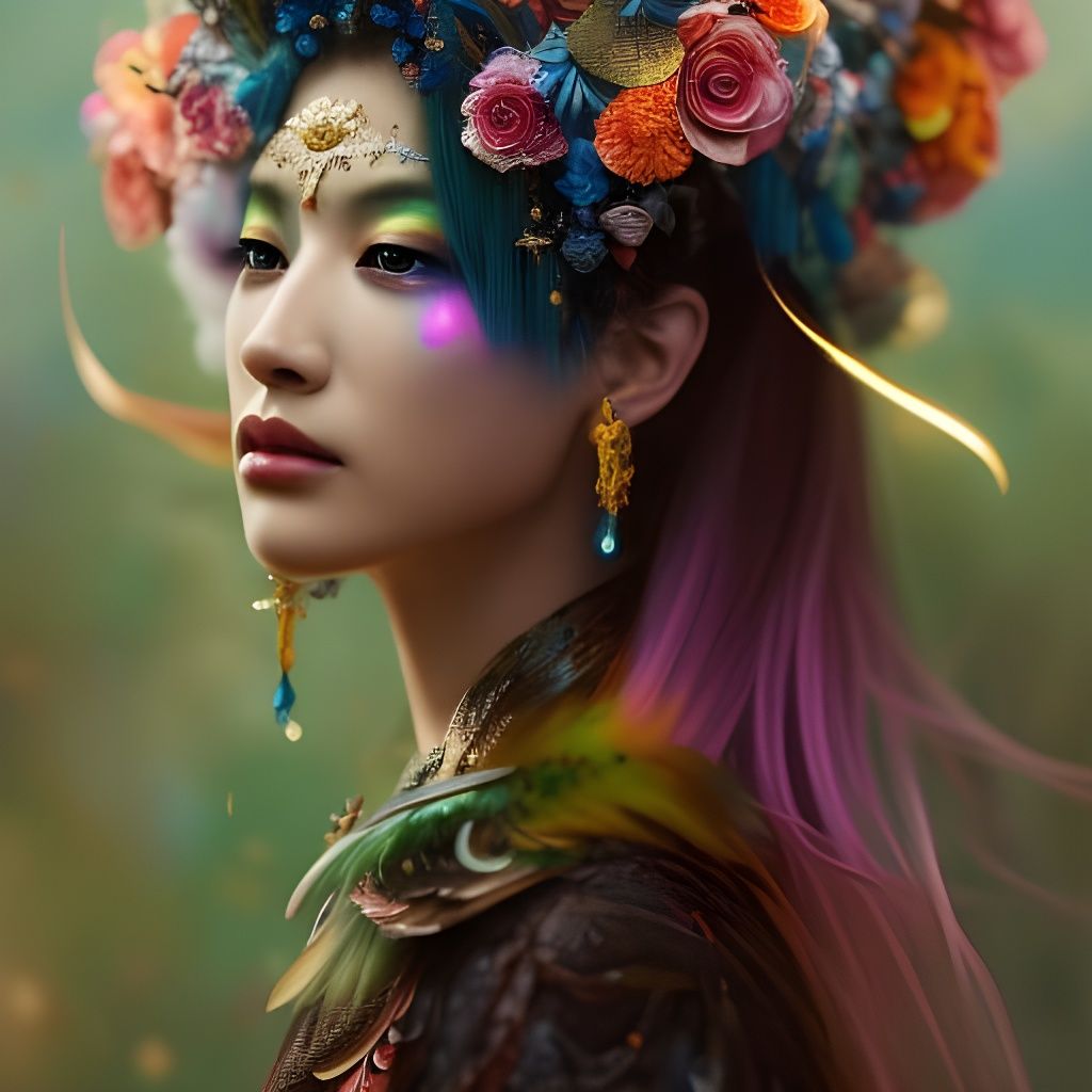 Feathered Beauty with Glowing Eyes