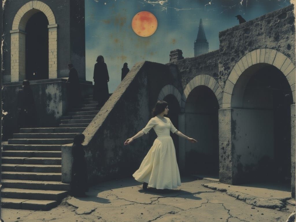 Eerie Stairway to Nowhere in Parrish-Inspired Style