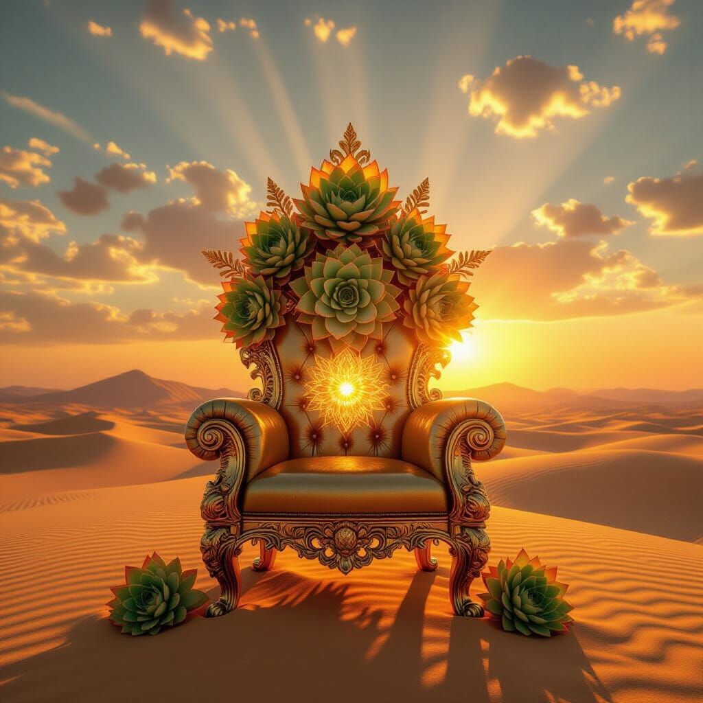 Radiant Succulent Throne Bathed in Divine Sunlight