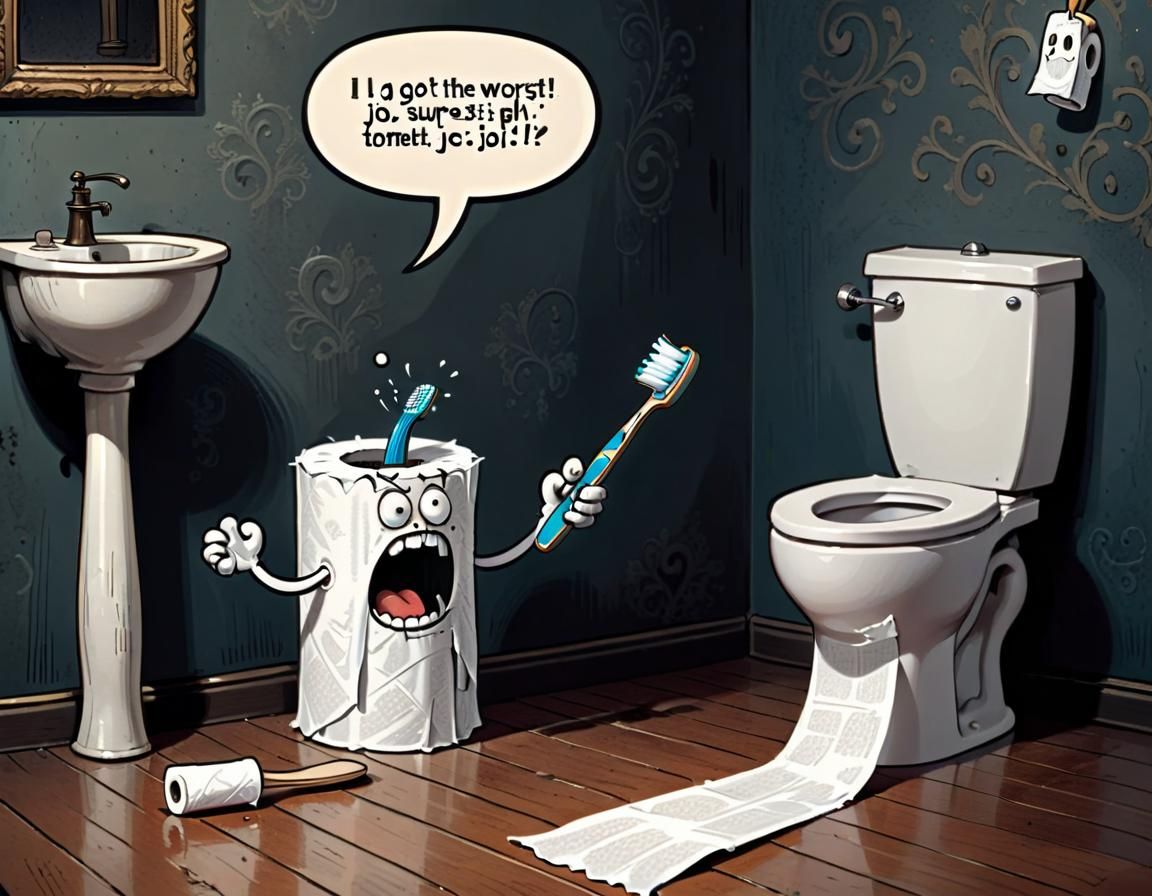 Angry Toothbrush Complains to Toilet Paper Roll