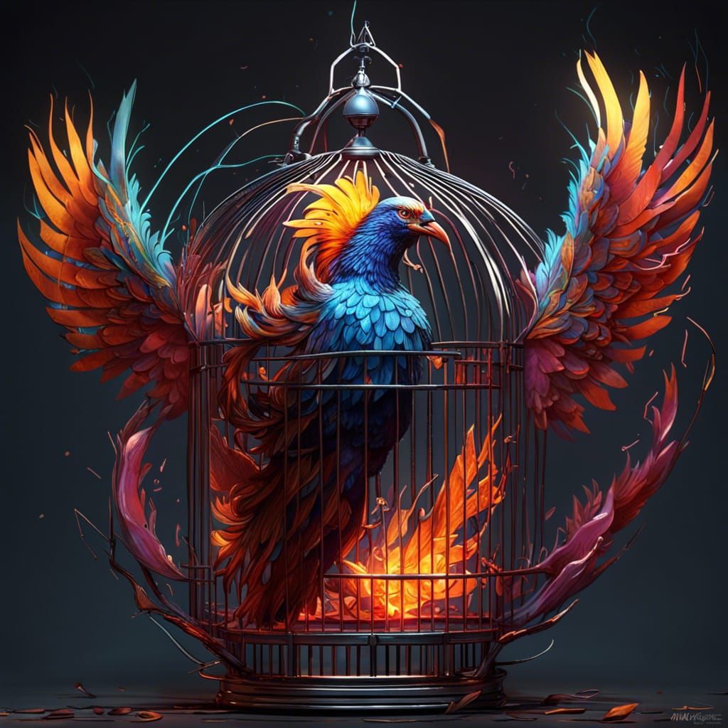 Phoenix Emerges: Vibrant 3D Digital Art