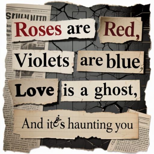 Eerie Collage of Haunted Love Note Poem