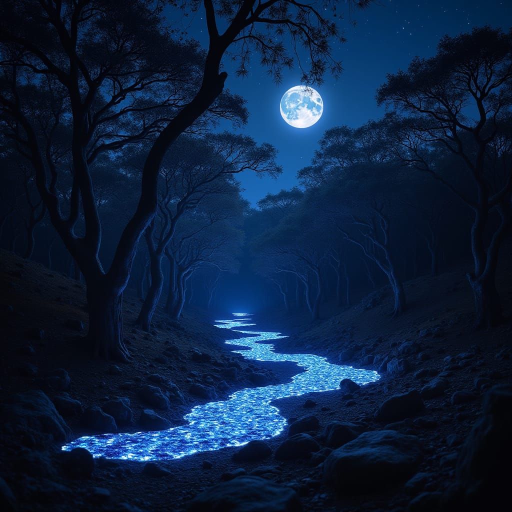 Surreal Underground Forest with Glowing Mushrooms and Twiste...