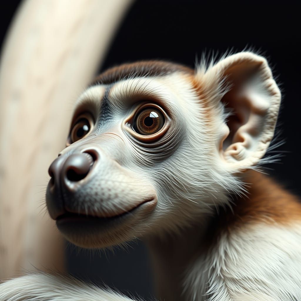 Mysterious Primate Canine Hybrid in Darkly Lit Macro