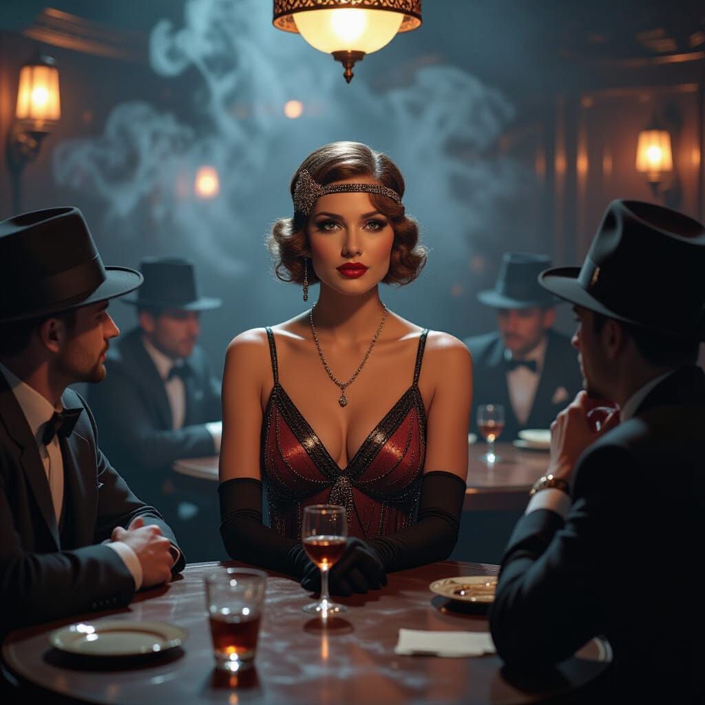 1920s Speakeasy Meeting in Art Nouveau Style