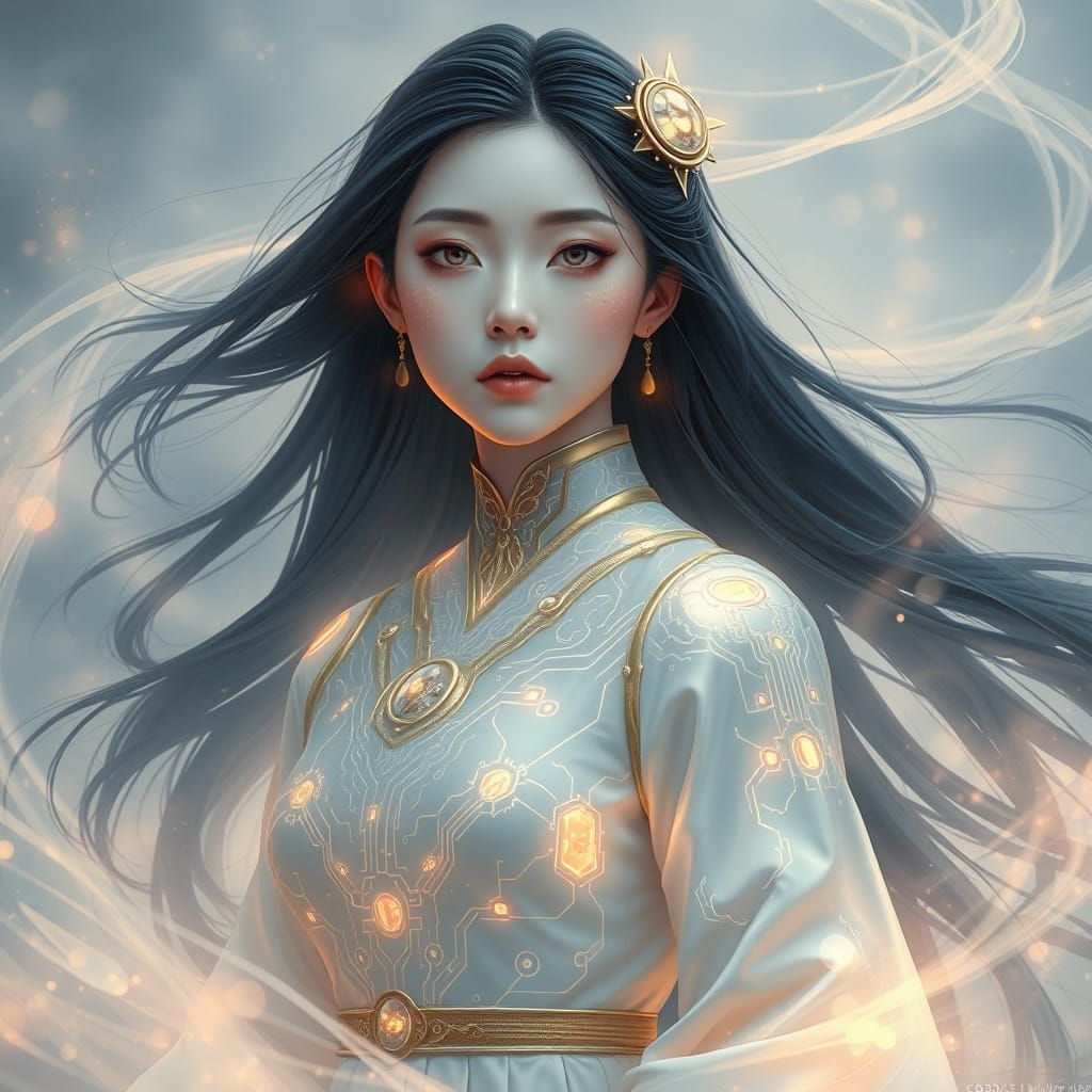 Cyborg Goddess in Whimsical Futurism