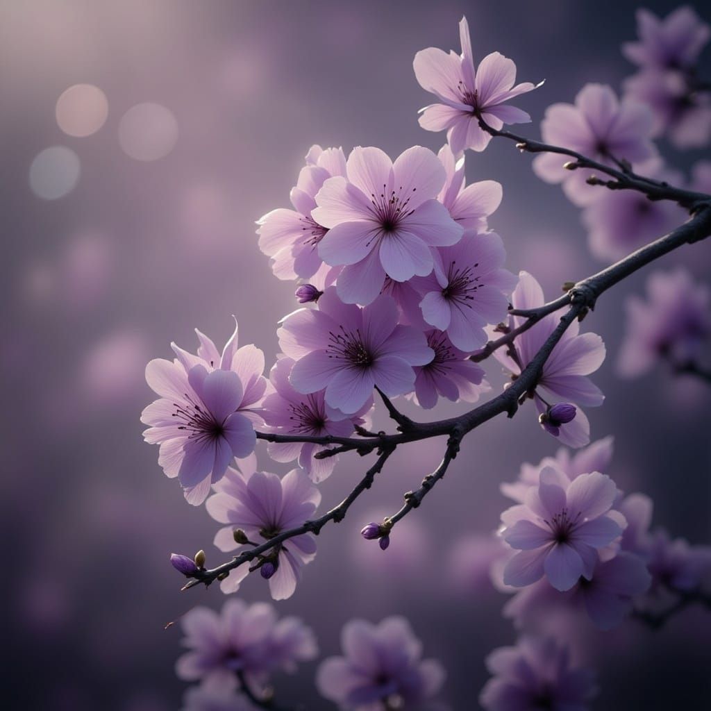 Surreal Purple Blossom in Vibrant Bokeh