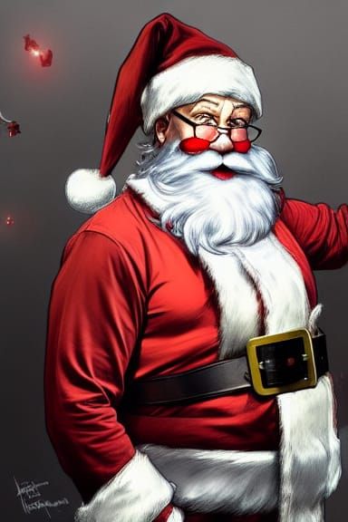 Santa Claus as Murderer: Hyperdetailed Concept Art Portrait