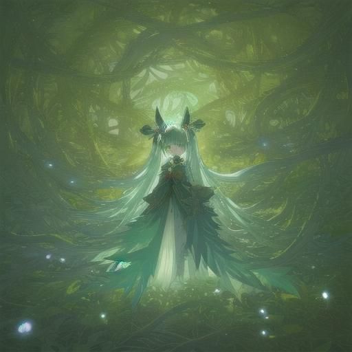 Forest Spirit Hatsune Miku in Anime Style