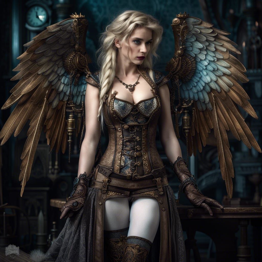 detailed angel Elsa Frozen, Victorian style