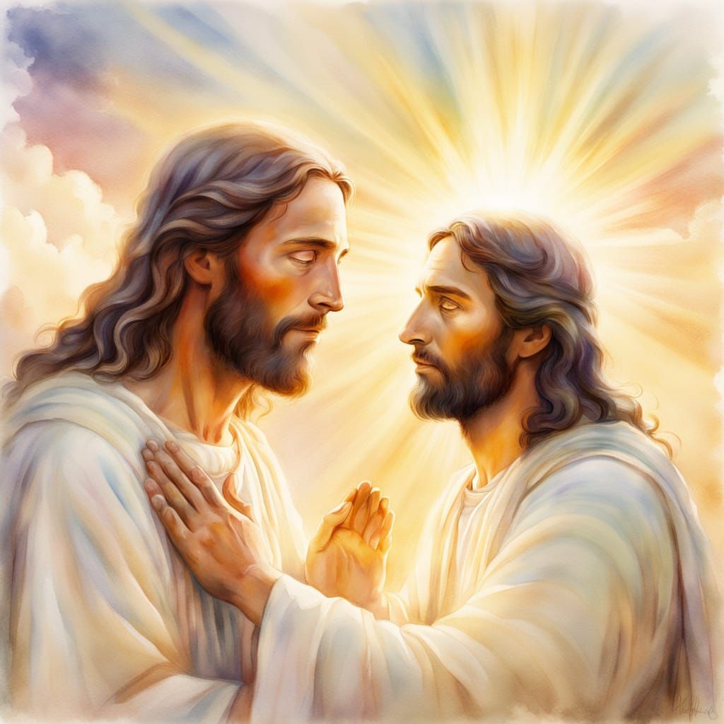 Jesus Tenderly Heals a Leper in a Soft Watercolor Masterpiec...