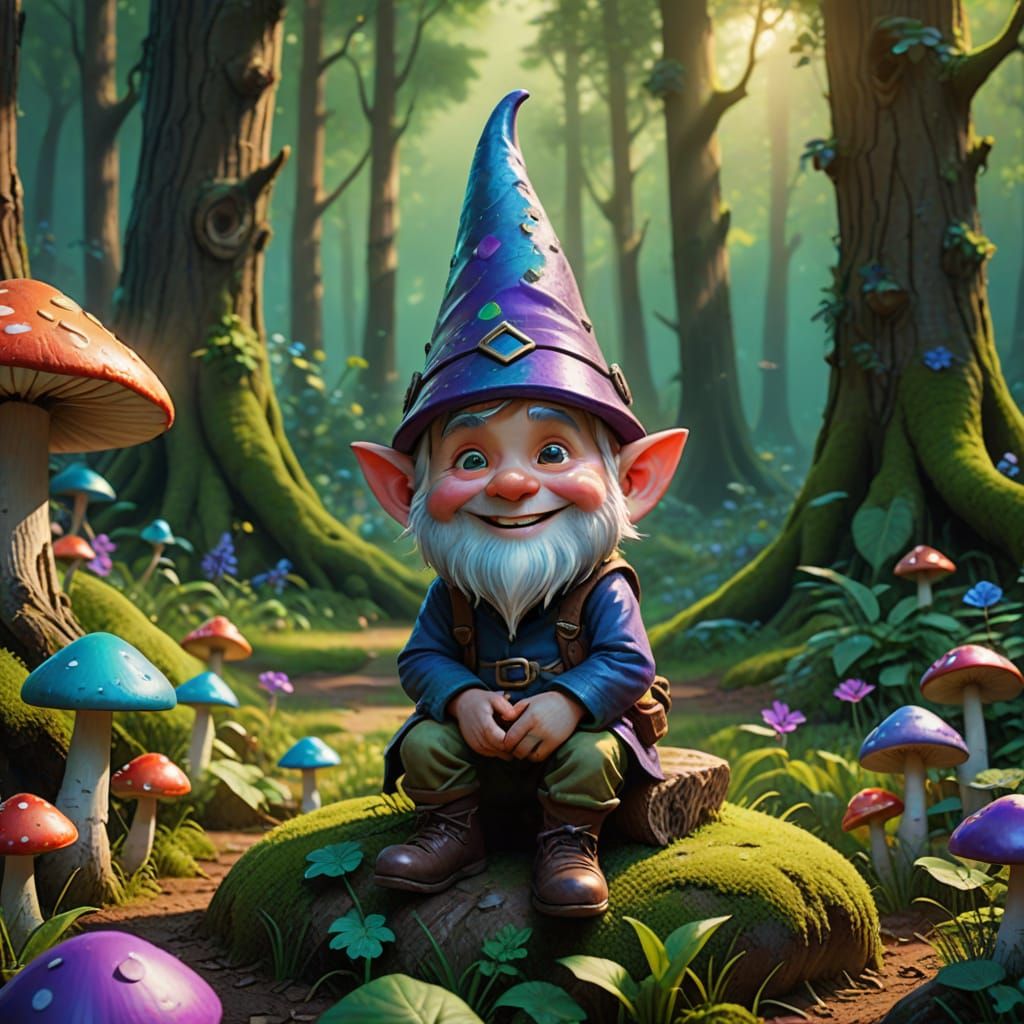 Vibrant Forest Gnome in Pixar-Style 3D Digital Art