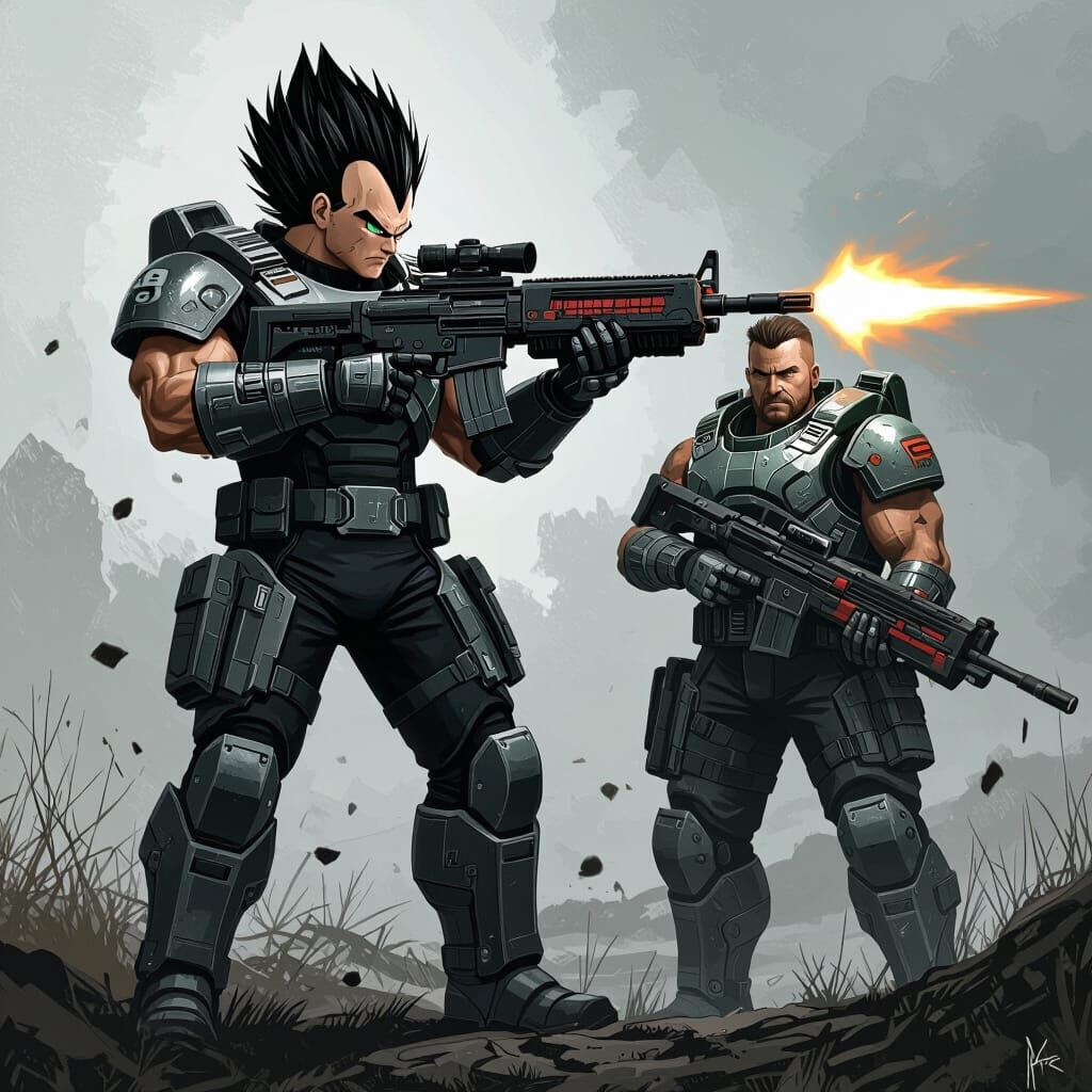 Vegeta in Gears of War Armor with Retro Lancer