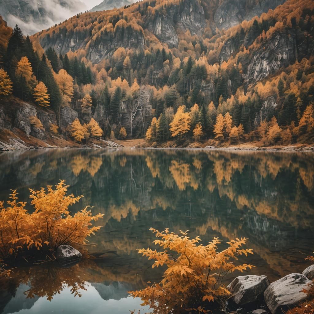 Majestic Lake in Autumn Landscape Photography