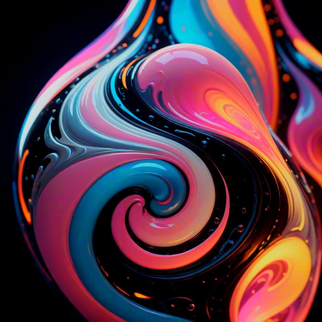 Surreal Lava Lamp Wonderland in Metallic Hues