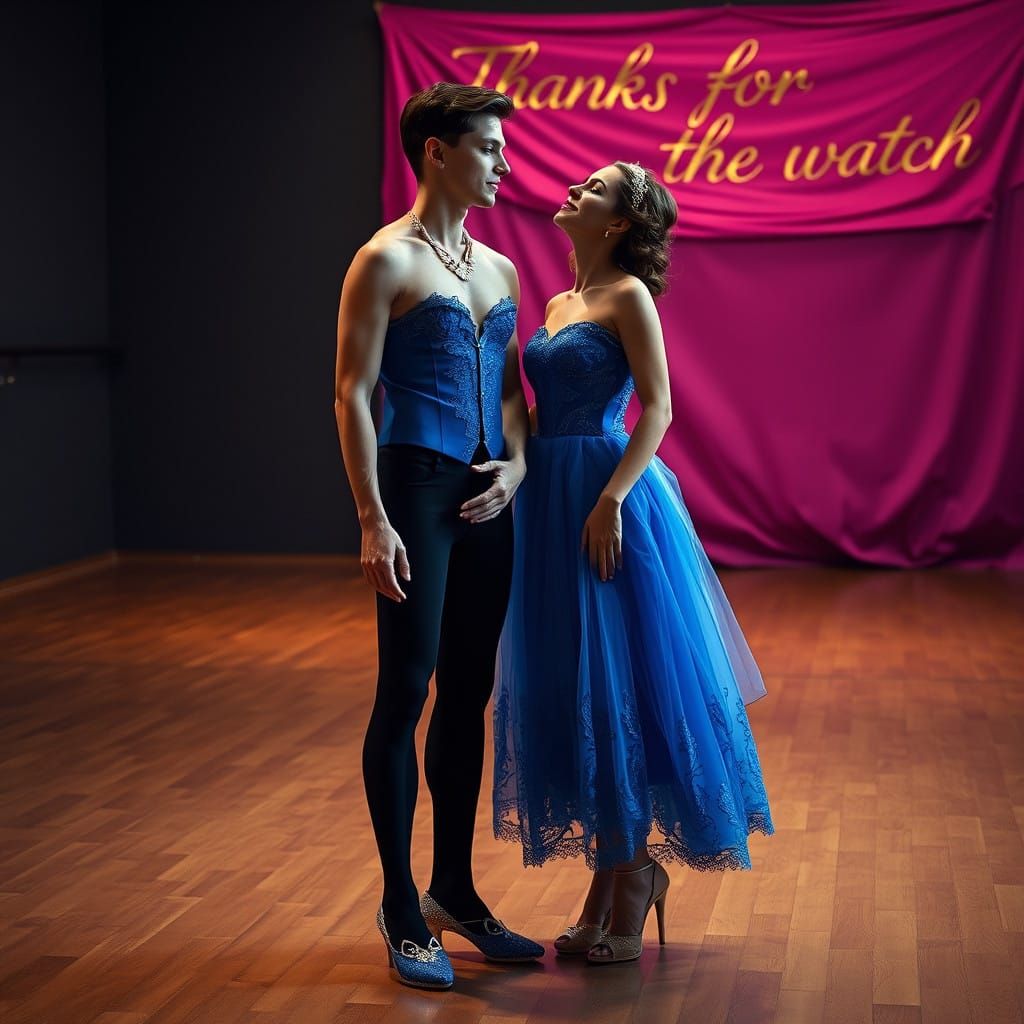 Elegant Ballgown-clad Youth Receives Tender Kiss in Cinemati...