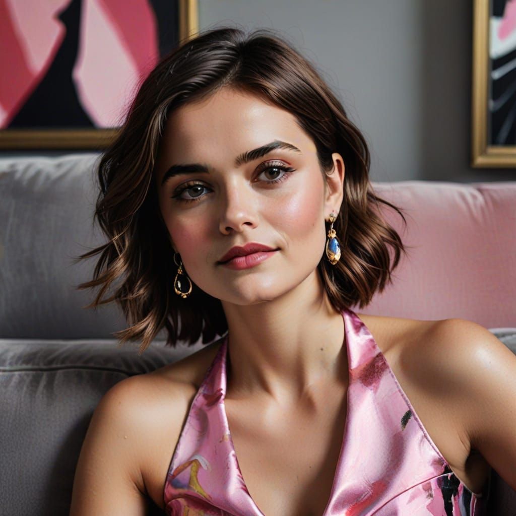 Abstract Portrait of Woman on Sofa in Richter Style