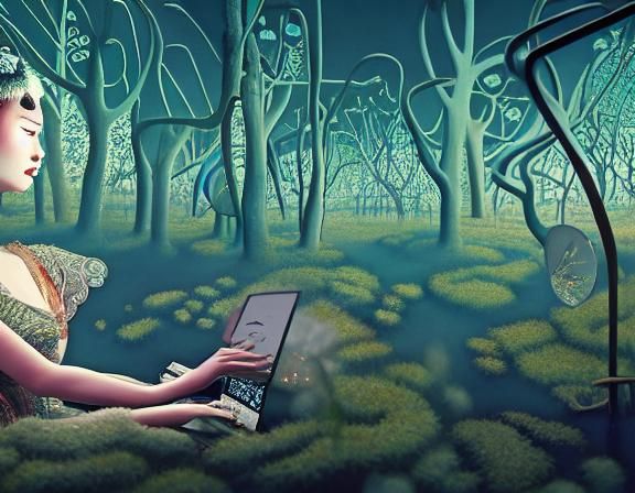 Surreal Poetry Composition in Space, Oil Painting