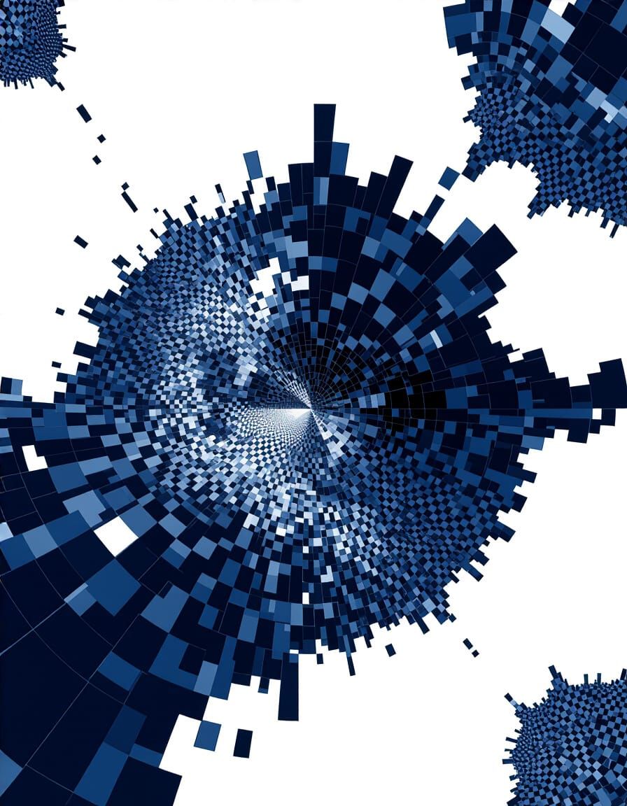 Corrupted Tessellation Cyberscape with Data Interference