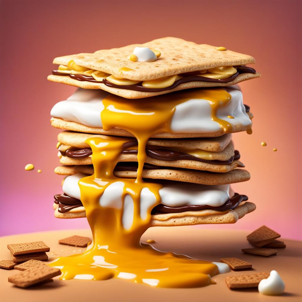 Hyperrealistic Smore with Nacho Cheese in Splash Art