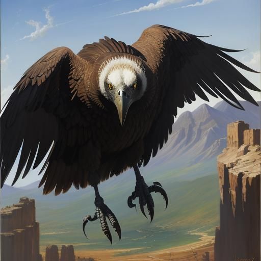 Vulture Portrait in Oil Painting Style