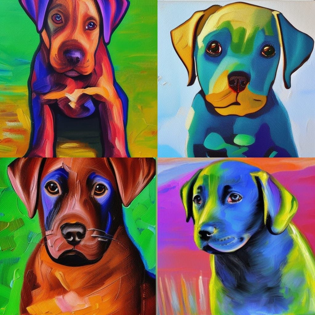 Labrador Puppy in Expressionist Oil Painting Style