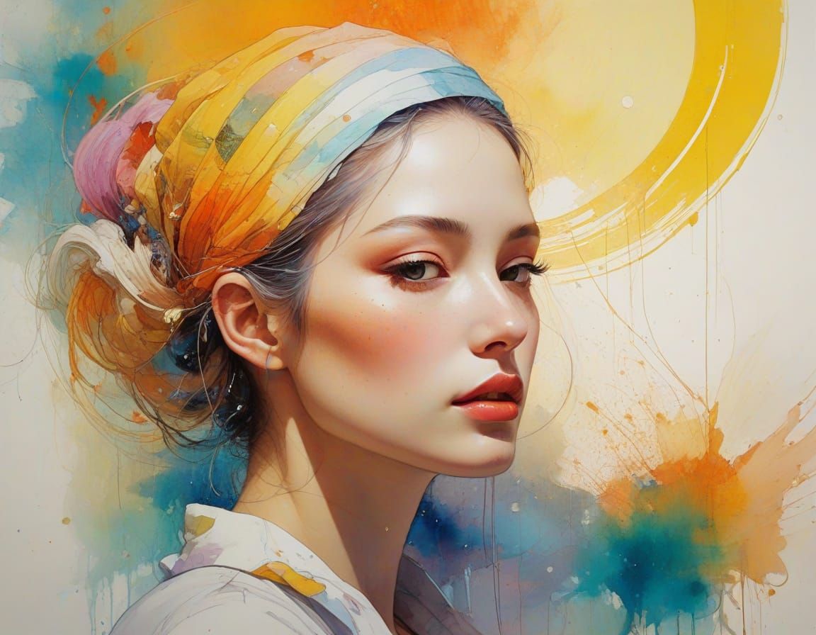 Abstract Thoughts in Mixed Media Style