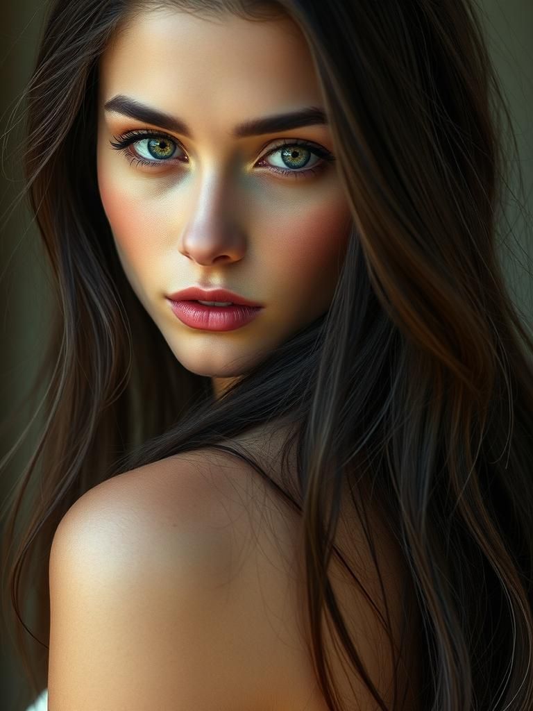 Ethereal Portrait of a Beautiful Woman with Hazel Eyes