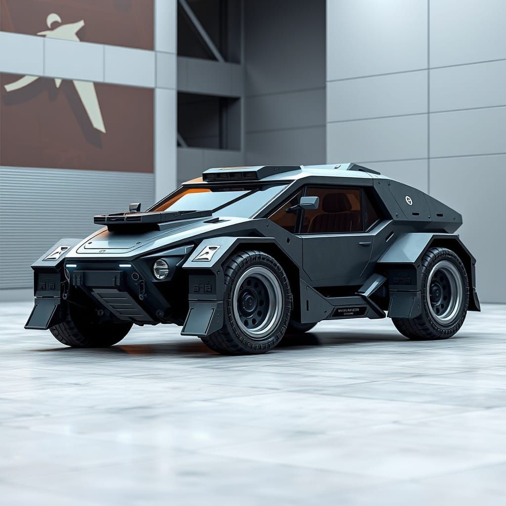 Futuristic Battle Car with Armored APC Design