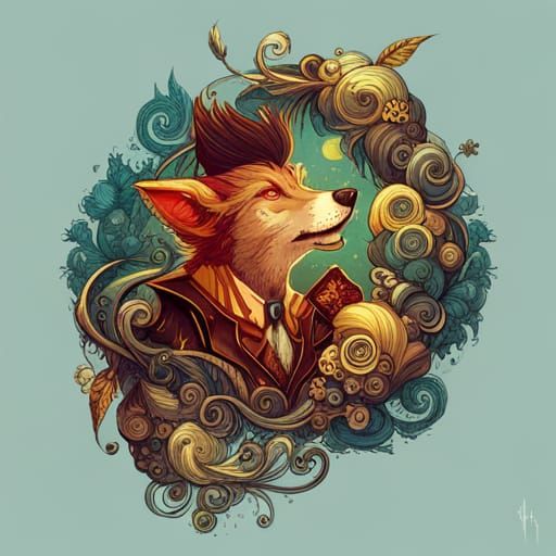 Steampunk Werewolf with Luminous Colors as Digital Art