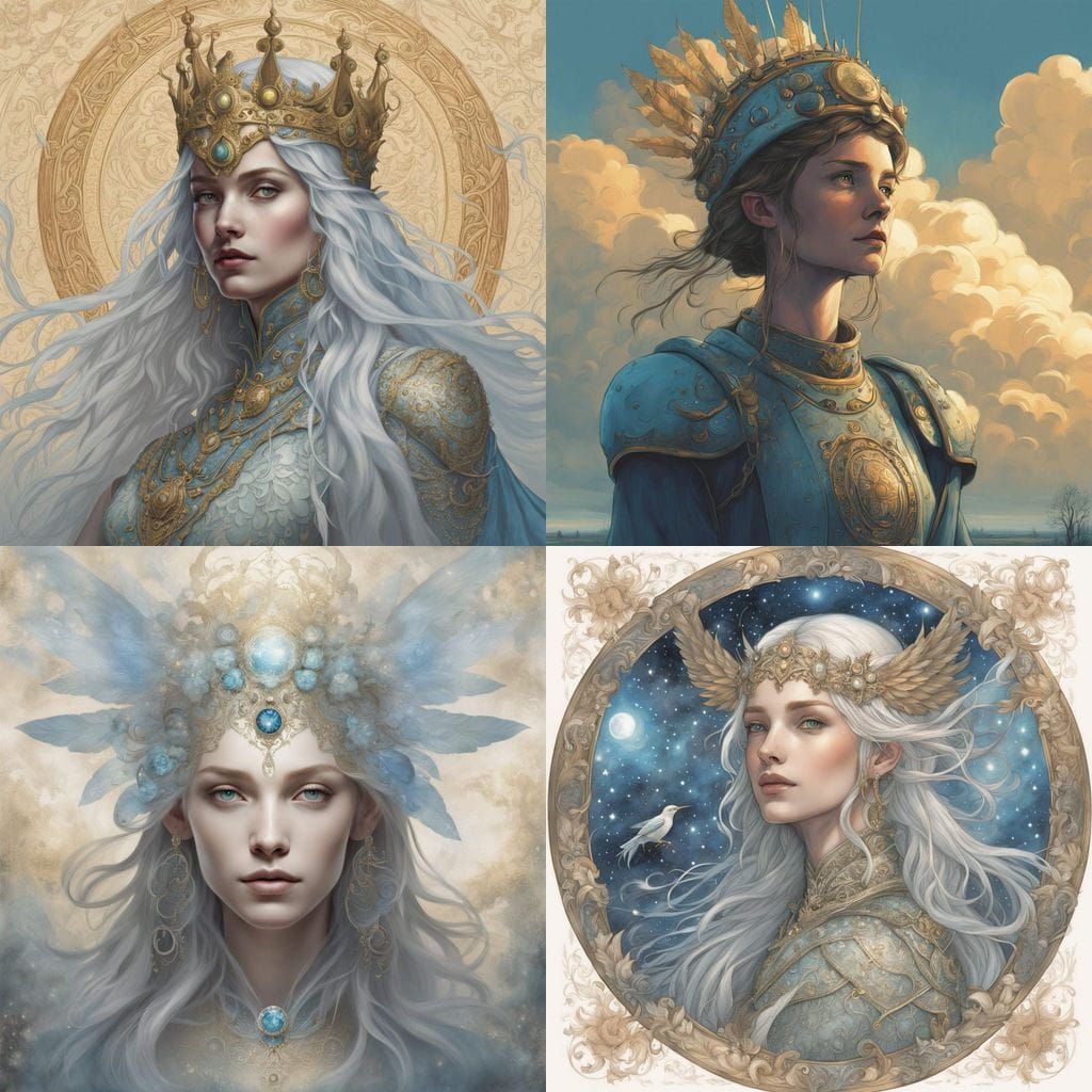 Ethereal Aasimar Protector Portrait in Golden Armor