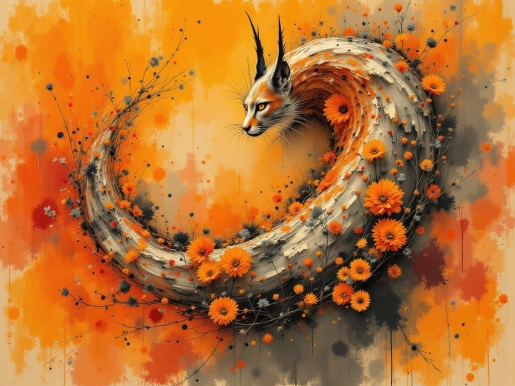 Burning Ash Landscape with Hungry Observer