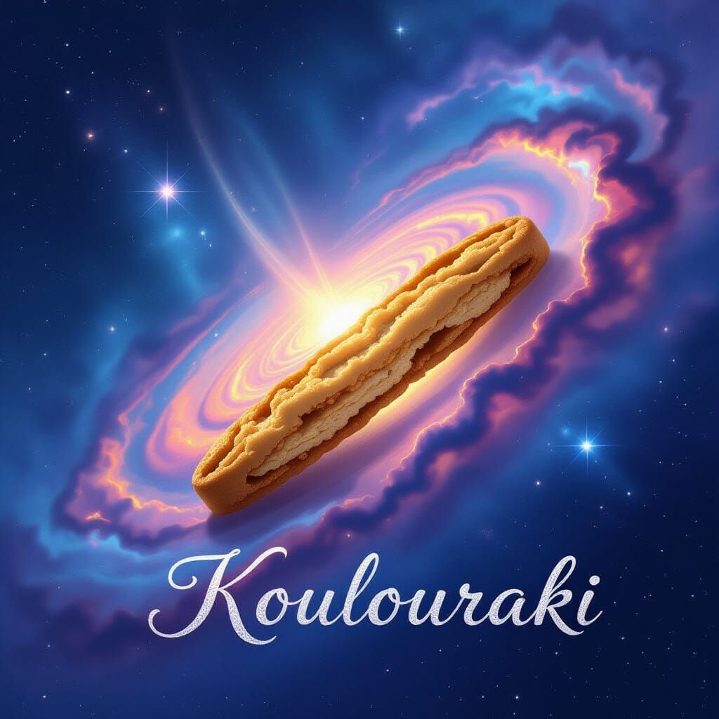 Biscotti Cookie Surfs Milky Way in Cosmic Fantasy Art