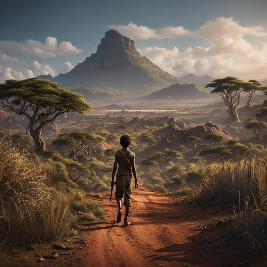 Boy Crossing Border: Detailed Matte Painting